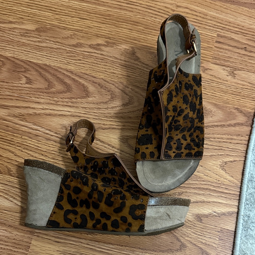 Leopard Print Wedge Sandals - Brown Slingback Wedges